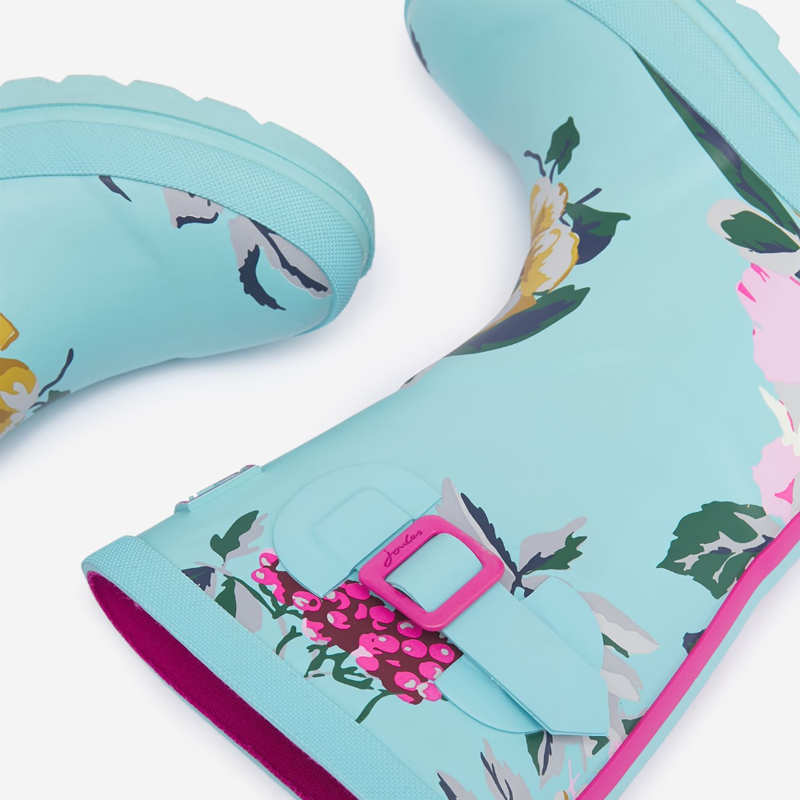 Joules Junior Printed Tall Wellies - Blue Floral -1